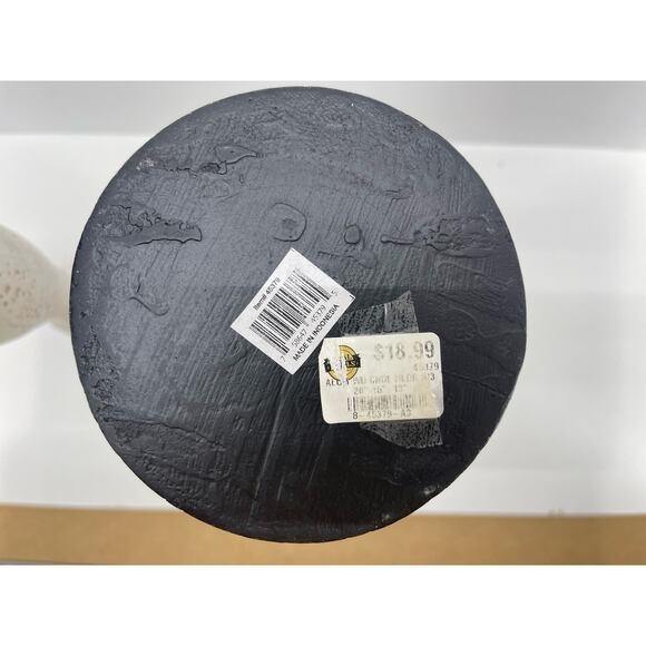 Wood Candle Holders Black White Farmhouse Distressed Chunky - Set of‎ 2 - Picture 4 of 4